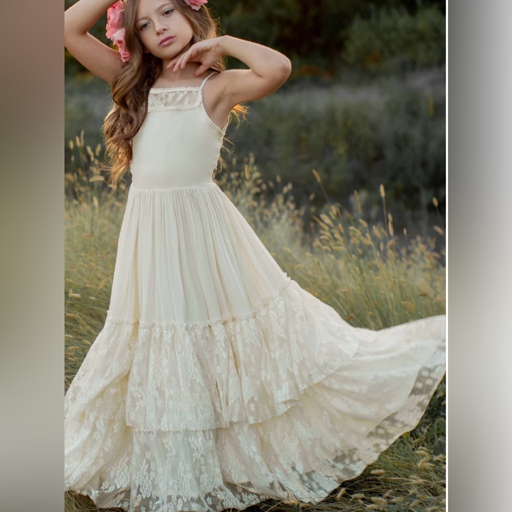 Joyfolie Cream Lace Formal Kids Dress size 4 NWT flower girl